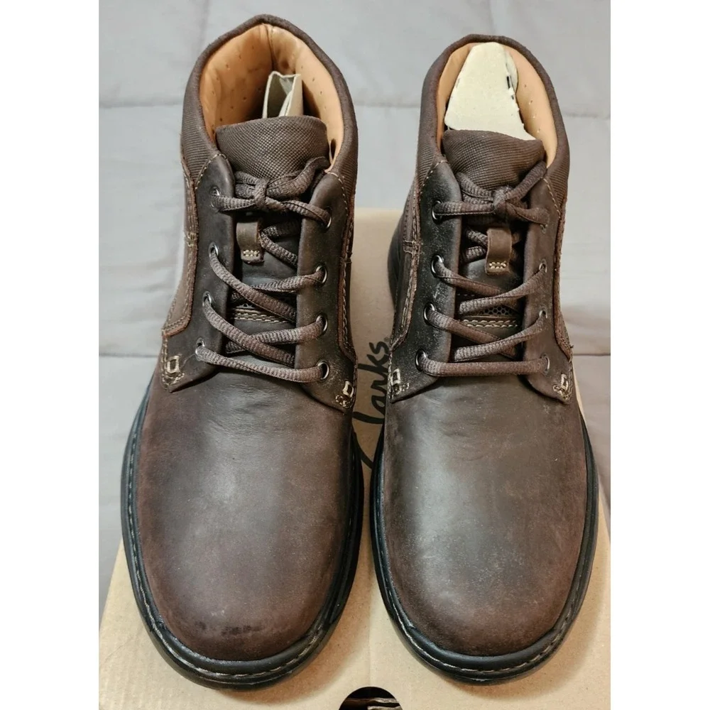 Clarks® (Men's 9 M) Un Brawley™ Up Boot in Brown Oily Leather‎ - $160